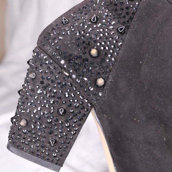 Zara Black Studded Embellished Block Heel Ankle Boots Booties Size 38 - Picture 8 of 14